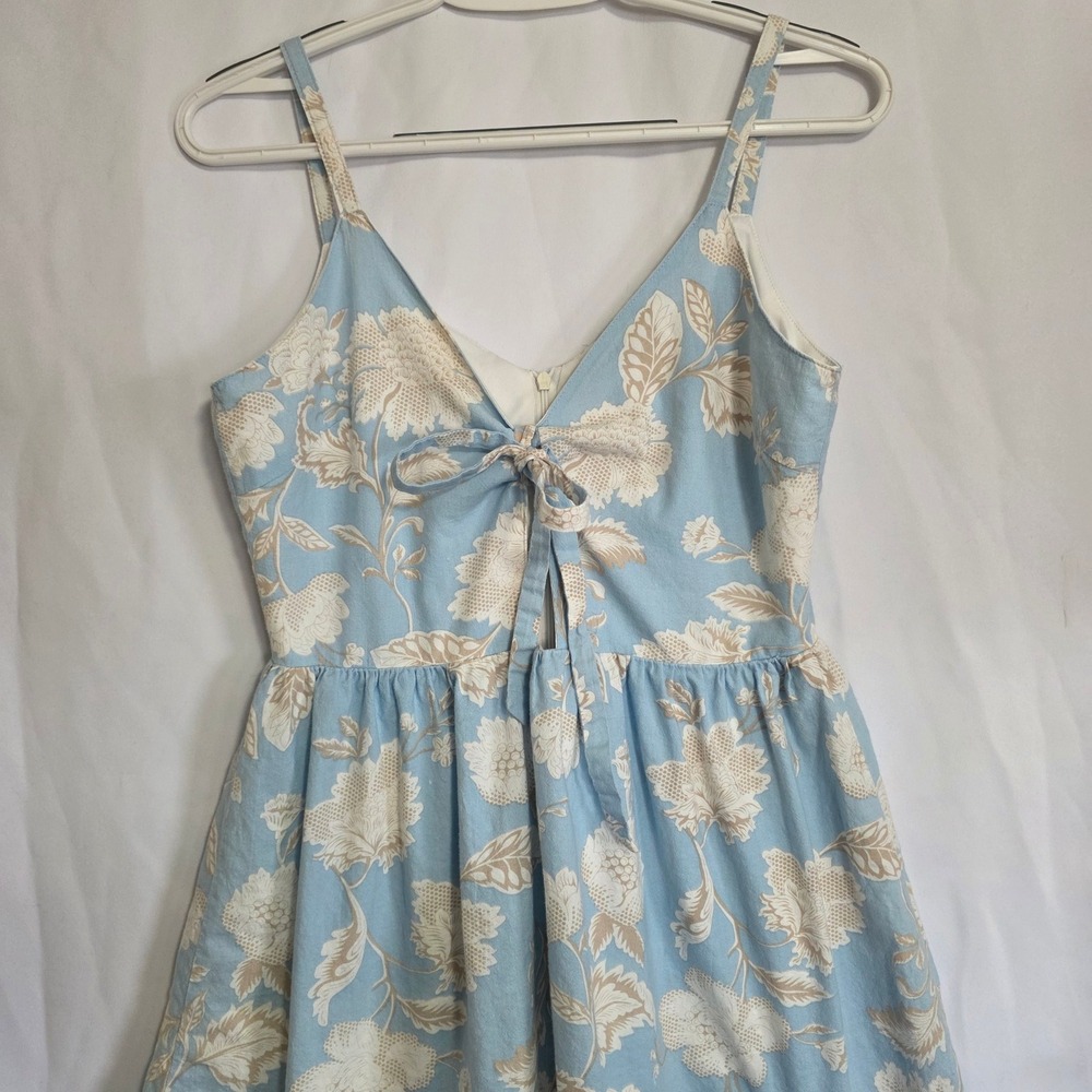 Anna Be Floral Dress Womens Small Cottagecore Blue Tie Front Babydoll Mini - Picture 2 of 13